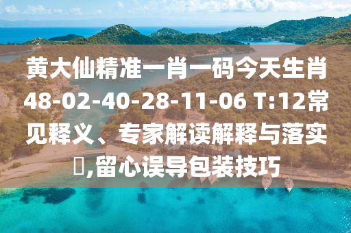 黃大仙精準(zhǔn)一肖一碼今天生肖48-02-40-28-11-06 T:12常見釋義、專家解讀解釋與落實(shí)?,留心誤導(dǎo)包裝技巧